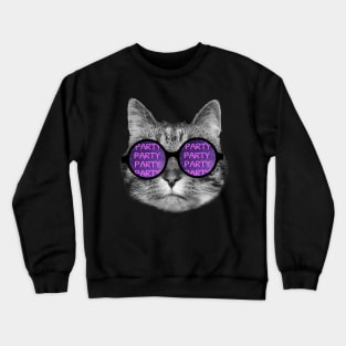 Party cat wearing party glasses Crewneck Sweatshirt